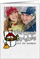 Warmest Wishes Snowman Customized Photo Card