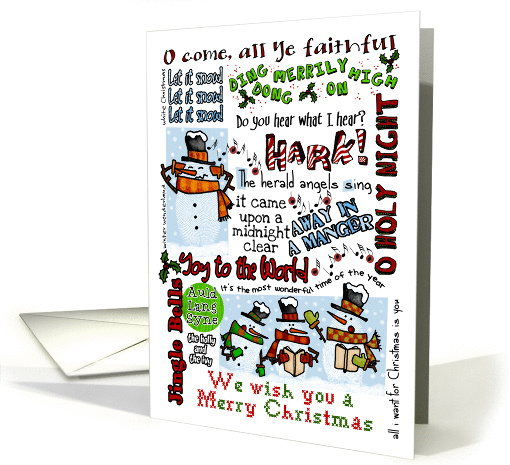 Caroling Snowmen Word Cloud card (868400)