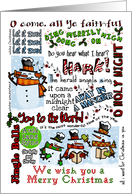 Caroling Snowmen Word Cloud card