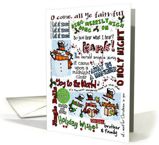 Holiday Wishes for Brother & Family - Caroling Snowmen card (869058)