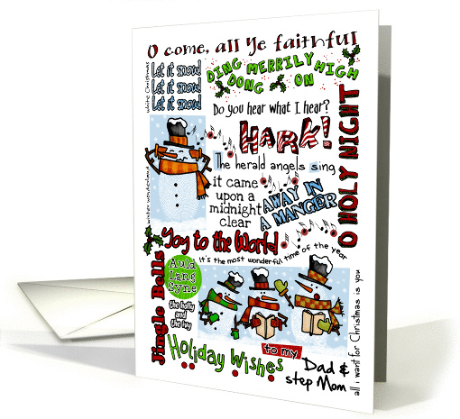 Holiday Wishes for Dad & Step Mom - Caroling Snowmen card (869069)