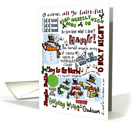 Holiday Wishes for Godson - Caroling Snowmen card (869103)