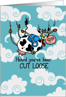 Job Loss Sympathy - Humor Parachuting Cow card