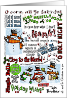 Holiday Wishes for Twin Brother - Caroling Snowmen card