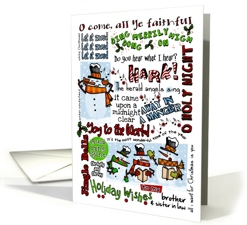 Holiday Wishes for Brother & Sister in Law - Caroling Snowmen card