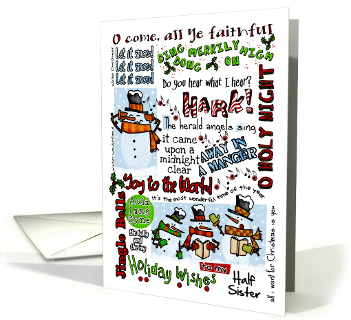 Holiday Wishes for Half Sister - Caroling Snowmen card (876345)
