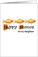 Happy Norooz - three goldfish - neighbor card