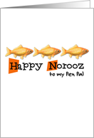 Happy Norooz - three goldfish - pen pal card