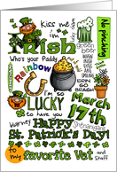 Happy St. Patrick’s Day Word Art - for Vet & Staff card