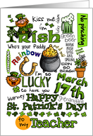 Happy St. Patrick’s Day Word Art - to my Teacher card