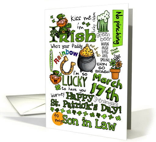 Happy St. Patrick's Day Word Art - to my Son in Law card (910616)