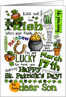 Happy St. Patrick’s Day Word Art - to my Son card