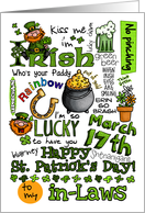 Happy St. Patrick’s Day Word Art - to my in-Laws card