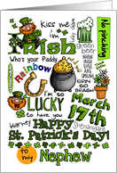 Happy St. Patrick’s Day Word Art - to my Nephew card