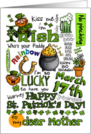 Happy St. Patrick’s Day Word Art - to my dear Mother card