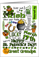 Happy St. Patrick’s Day Word Art - to my Great Grandpa card