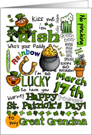 Happy St. Patrick’s Day Word Art - to my Great Grandma card