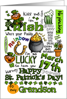 Happy St. Patrick’s Day Word Art - to my Grandson card
