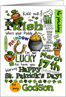 Happy St. Patrick’s Day Word Art - to my Godson card