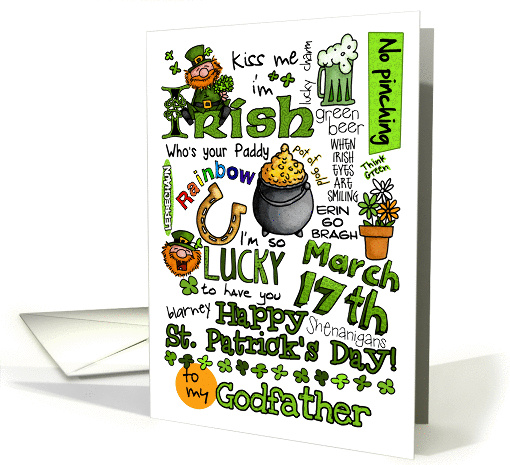 Happy St. Patrick's Day Word Art - to my Godfather card (912484)