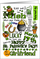 Happy St. Patrick’s Day Word Art - to my Girlfriend card