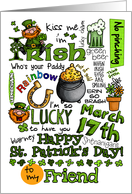 Happy St. Patrick’s Day Word Art - to my Friend card