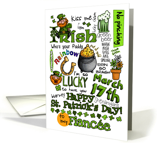 Happy St. Patrick's Day Word Art - to my Fiance card (912488)