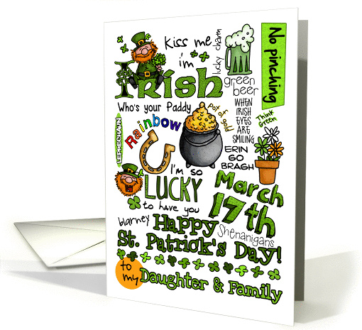 Happy St. Patrick's Day Word Art - to my Daughter & Family card