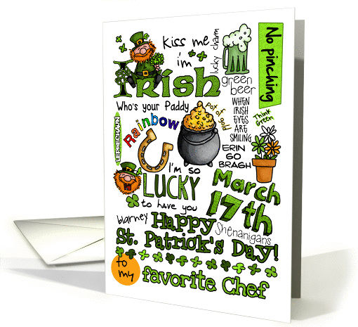 Happy St. Patrick's Day Word Art - to my favorite Chef card (912546)