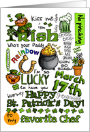 Happy St. Patrick’s Day Word Art - to my favorite Chef card
