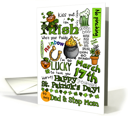 Happy St. Patrick's Day Word Art - to my Dad & Step Mom card (912548)