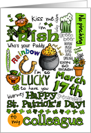 Happy St. Patrick’s Day Word Art - to my Colleague card