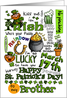 Happy St. Patrick’s Day Word Art - to my Brother card