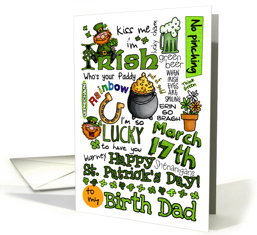 Happy St. Patrick's Day Word Art - to my Birth Dad card (912570)