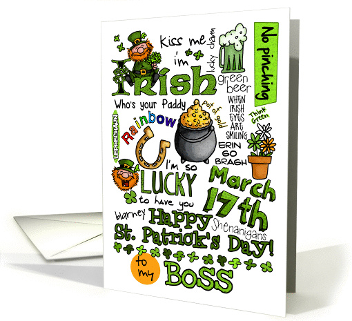 Happy St. Patrick's Day Word Art - to my Boss card (912573)