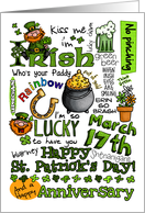 Happy St. Patrick’s Day Word Art - Anniversary card