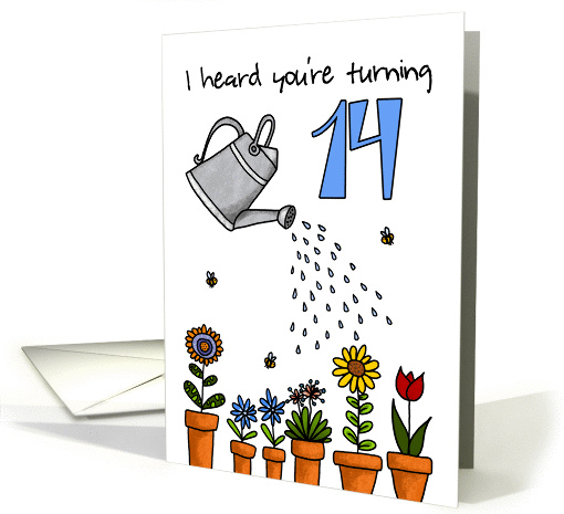 Wet My Plants - 14th Birthday card (913899)