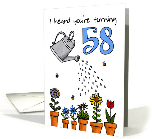 Wet My Plants - 58th Birthday card (914276)