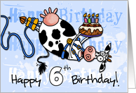 Bungee Cow Birthday - 6 years old card