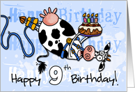 Bungee Cow Birthday - 9 years old card