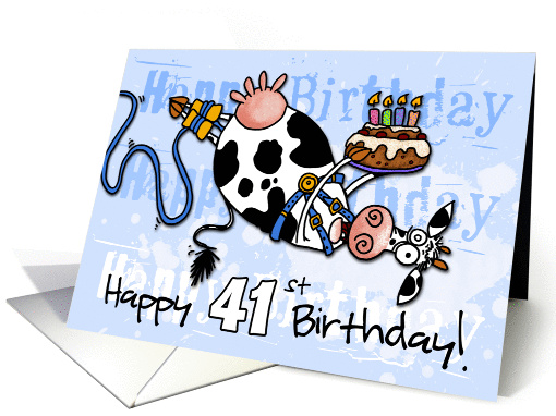 Bungee Cow Birthday - 41 years old card (918744)