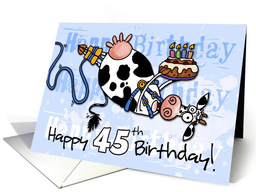 Bungee Cow Birthday - 45 years old card (918749)