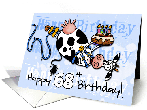 Bungee Cow Birthday - 68 years old card (919097)