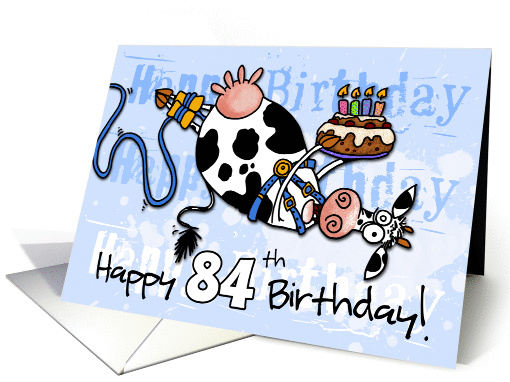 Bungee Cow Birthday - 84 years old card (919680)