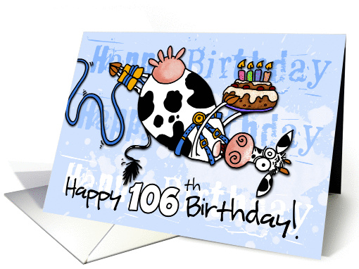 Bungee Cow Birthday - 106 years old card (920161)