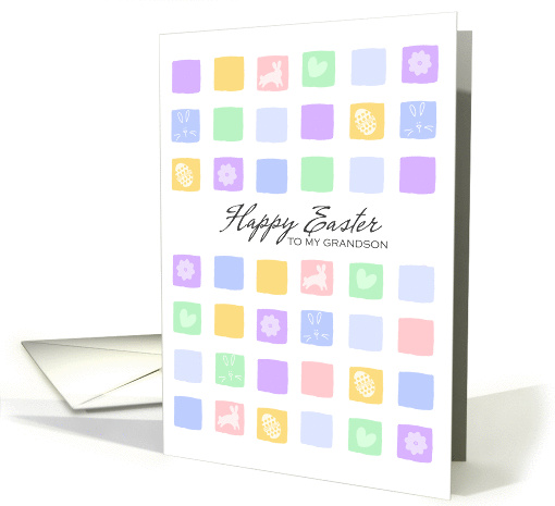 Modern Easter Squares - Happy Easter to my Grandson card (920387)