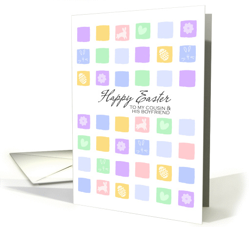 Modern Easter Squares - Happy Easter to my Cousin & His Boyfriend card
