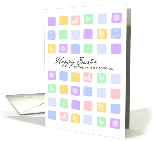 Modern Easter Squares - Happy Easter to the Mom & Dad-to-be card