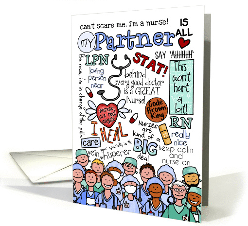 happy nurses day word cloud - for my partner (male) card (921219)
