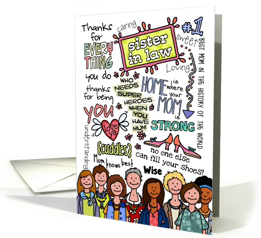 Mother's Day Wordcloud - Sister in Law card (922912)